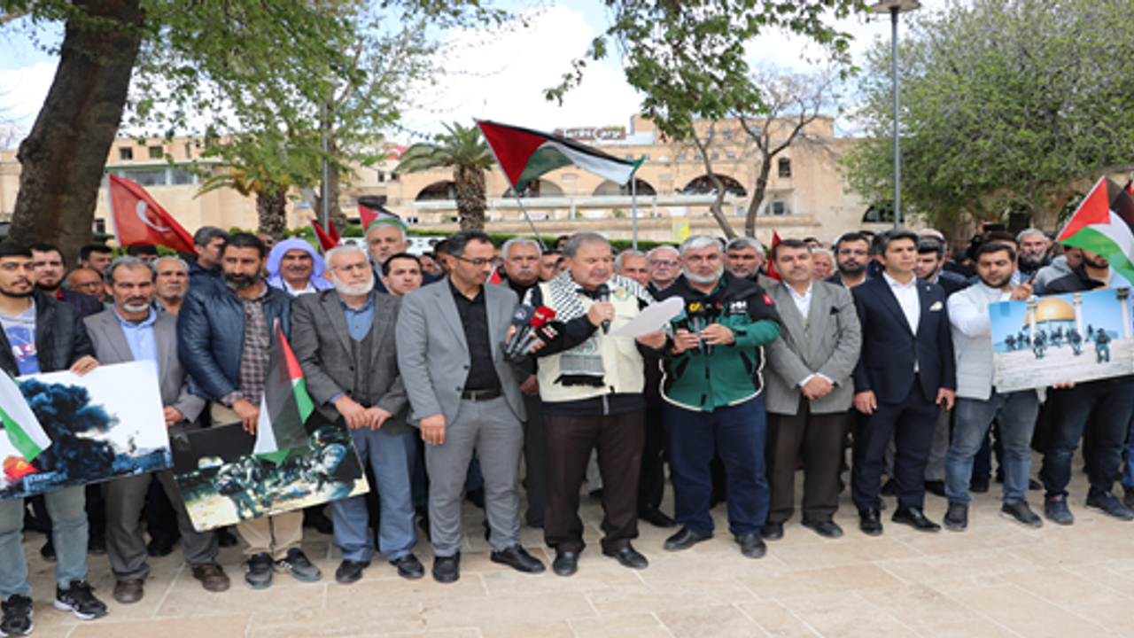 İsrail'in Mescid-i Aksa'ya yönelik saldırıları Şanlıurfa’da protesto edildi