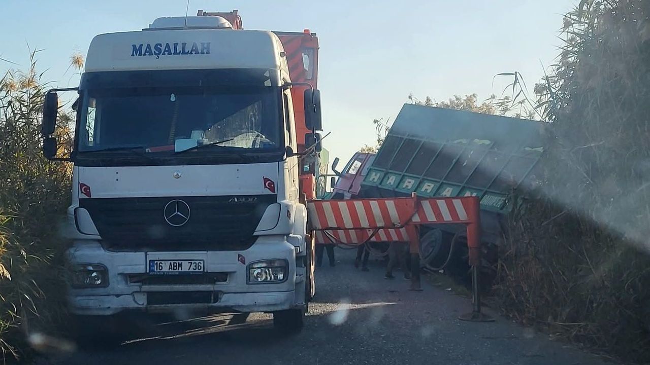Harran’da Pamuk Yüklü Kamyon Devrildi