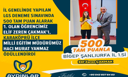 Birinci olan Aydınlar kolejinden Çakmak ödüllendirildi