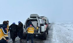 Şanlıurfa'da karla kapanan yolda hastalara paletli Ambulans ile ulaşıldı