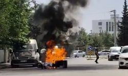 Şanlıurfa’da  Motosiklet Alev Aldı