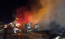 Şanlıurfa-Gaziantep Otoyolunda Tır Alev Alev Yandı