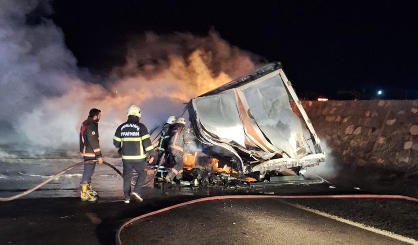 Şanlıurfa'da TIR alev alev yandı.