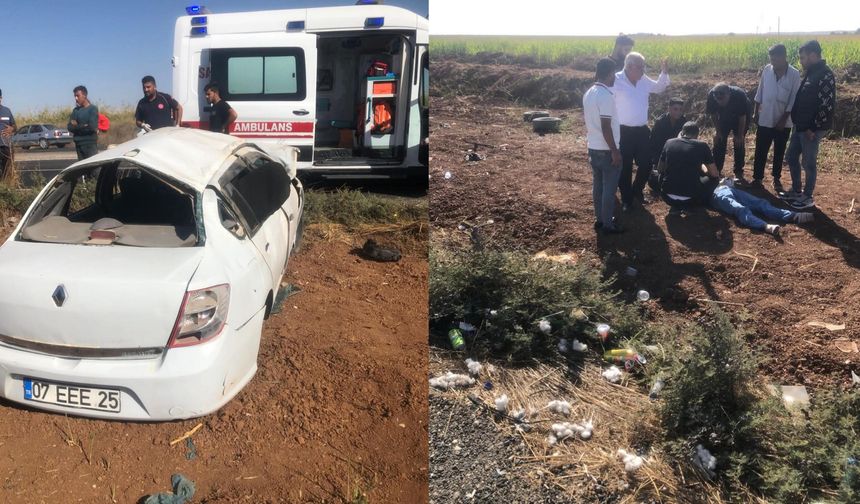 Şanlıurfa-Akçakale Karayolunda Takla Atan Otomobilde 2 Kişi Yaralandı