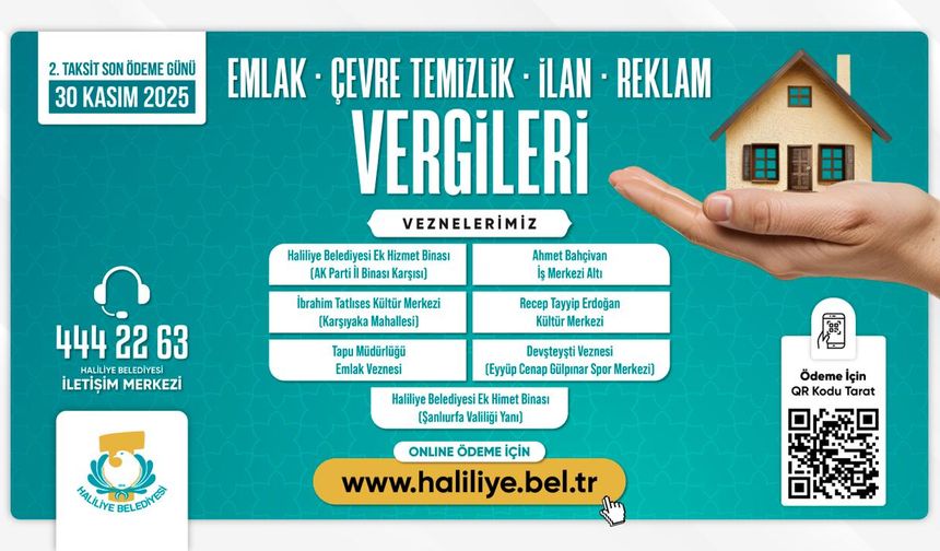 Haliliye Belediyesi Uyardı: Son Gün 30 Kasım