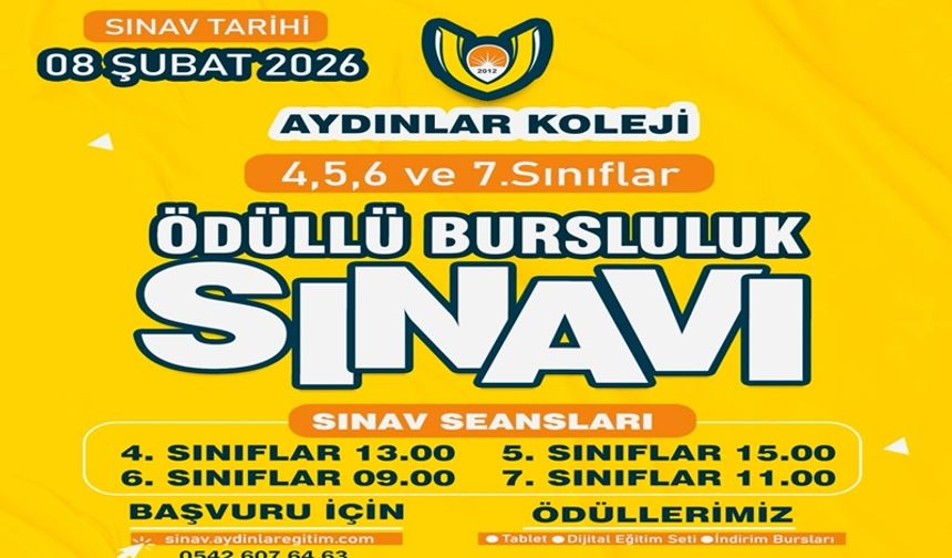 Aydınlar Koleji Ödüllü Bursluluk Sınavı Başvuruları Başladı