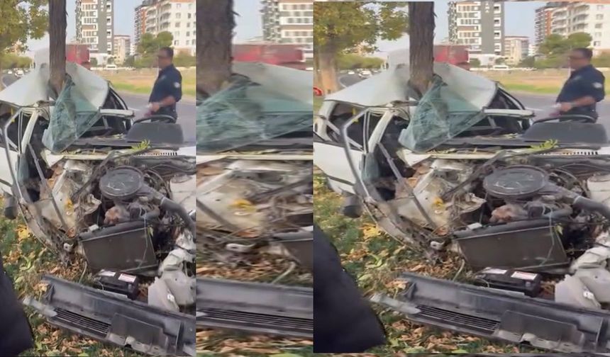 Siverek’te Korkunç Kaza! Otomobil Ağaca Çarpıp İkiye Bölündü